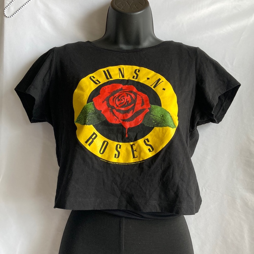 Bravado Black Guns N Roses Cropped Tee Size Small